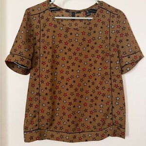 Scotch & Soda Brown Star-Print Short Sleeve Top